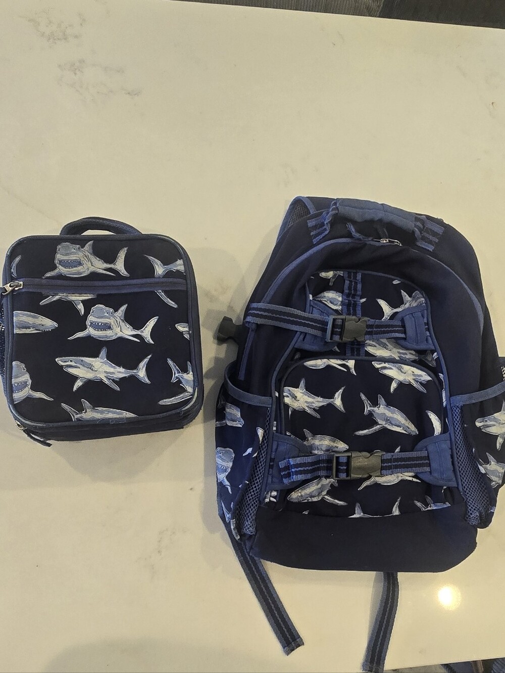 Potter Barn Kids Backpack Lunch Bag Shark Blue Navy